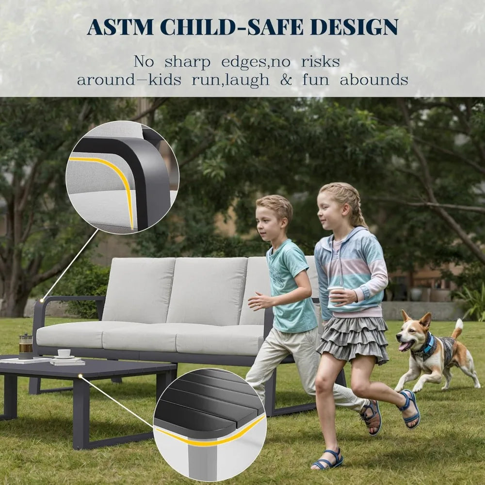 Outdoor Patio Furniture Set 4-Piece, Aluminum Swivel Rocking Chairs with All-Weather Cushions, Modern Patio Conversation Set