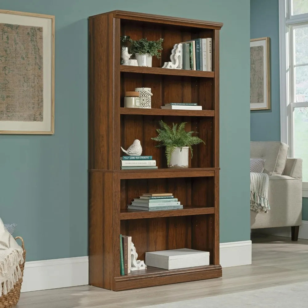 Miscellaneous Storage 5 Bookcase/Book Shelf, L: 35.28" x W: 13.23" x H: 69.76", Washington Cherry finish bookshelf book rack