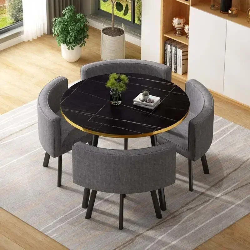 Dining Table Set Simple Casual Reception Office Round Table Living Room Set Luxury 4 Chairs Dining Mesas Furniture