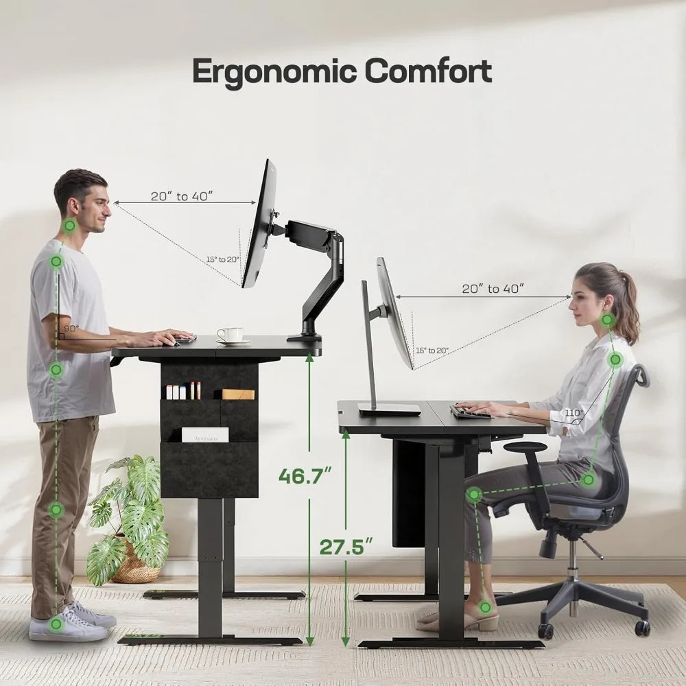 Electric Standing Desk 48x24 - Adjustable Height Desk with Memory Settings, Storage, and Cable Management