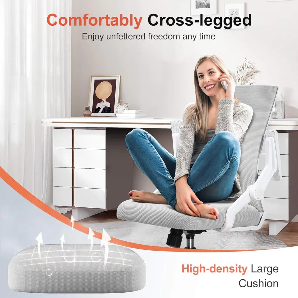 Ergonomic Flip-up Armrest Office Chair for Executive Use, Mesh Fabric & Comfortable Lumbar Support