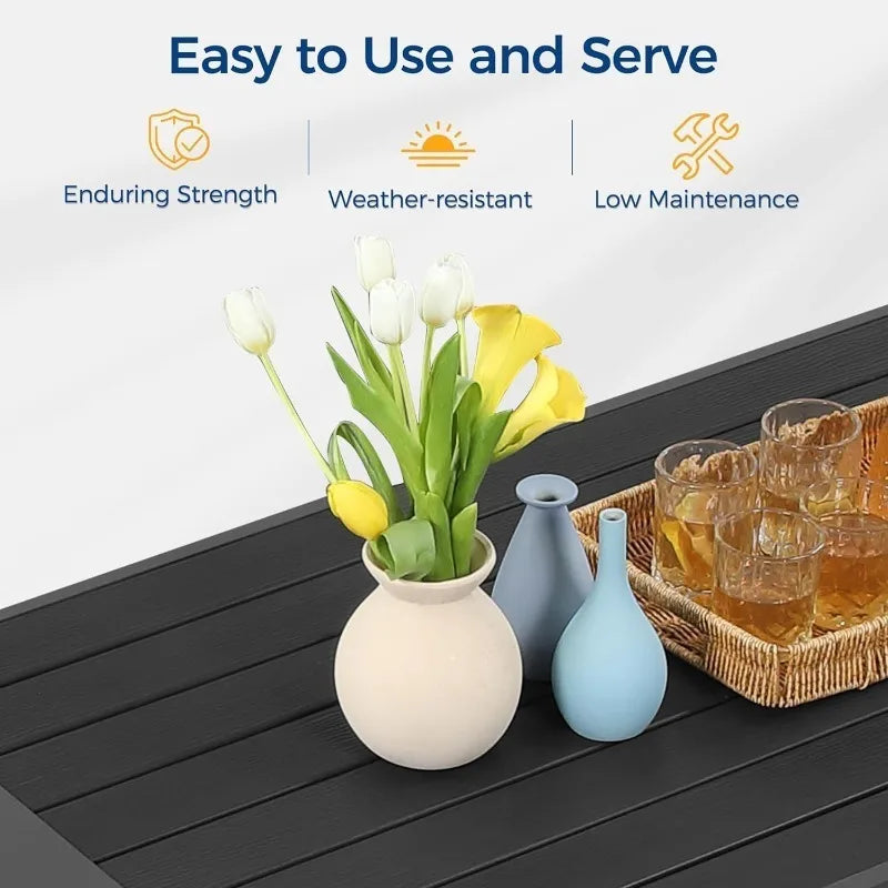 7-Seat Aluminum Patio Set, Metal Sectional Sofa with Coffee Table