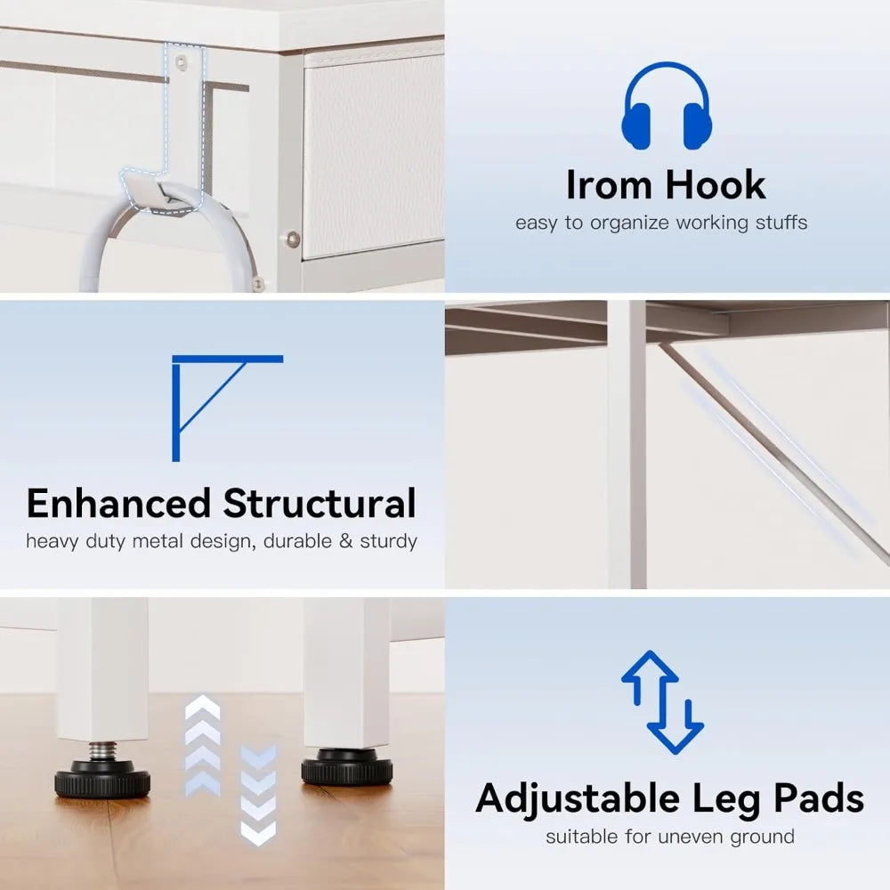 40 Inch Compact Computer Desk with Storage Drawers and Headphone Hook for Home Office and Study
