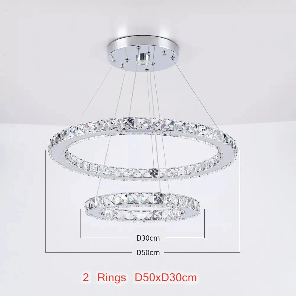 Modern Crystal Chandeliers Ring-Shaped Pendant Lights Living Room And Kitchen Decoration Led Ceiling Lamps Hanging Luminaire
