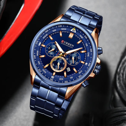 CURREN Luxury Wrist Watches for Men Stainless Steel Quartz Wristwatches with Chronograph Casual Sport Clock 8399 Erkek Kol Saati