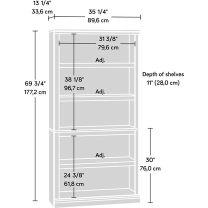 Miscellaneous Storage 5 Bookcase/Book Shelf, L: 35.28" x W: 13.23" x H: 69.76", Washington Cherry finish bookshelf  book rack