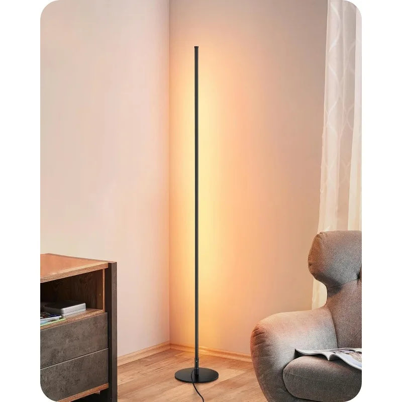 LED Corner Floor Lamp, Minimalist Dimmable Light with Remote, Standing LED 57.5 Inches Tall Lamp