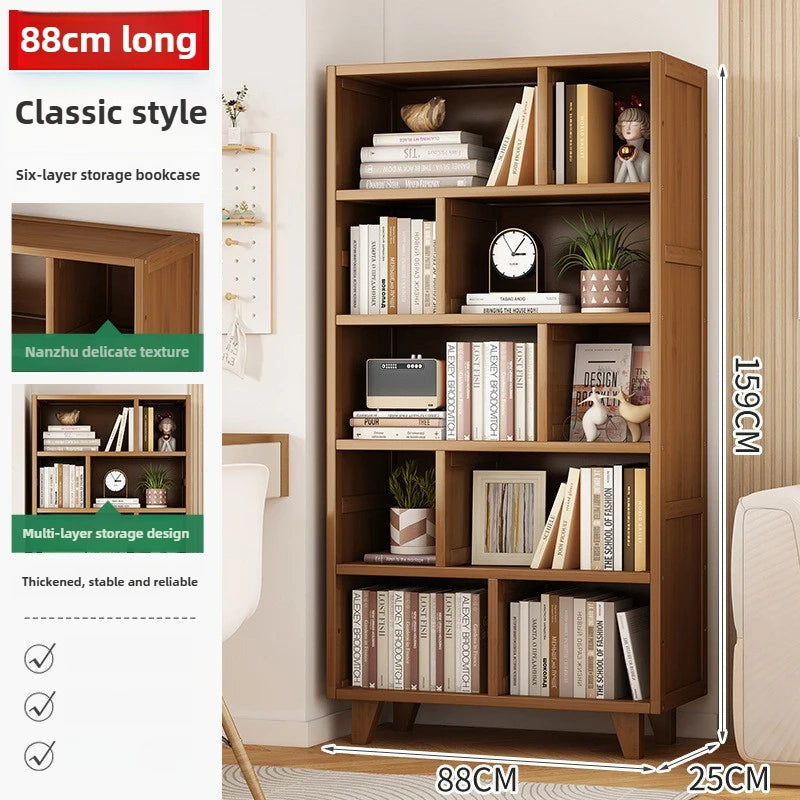 Bookshelf Shelf Floor-to-ceiling living room locker Layered display Storage cabinet Against the wall with pumping bookcase