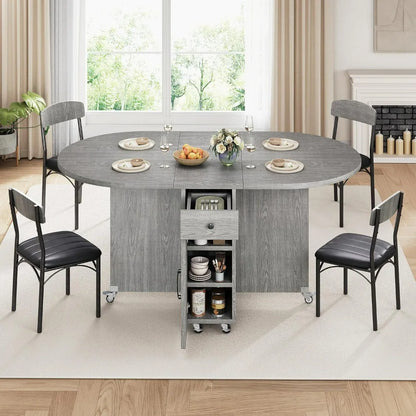 Compact 4-Person Folding Dining Set: Space-Saving Kitchen Table and Chairs for Efficient Dining