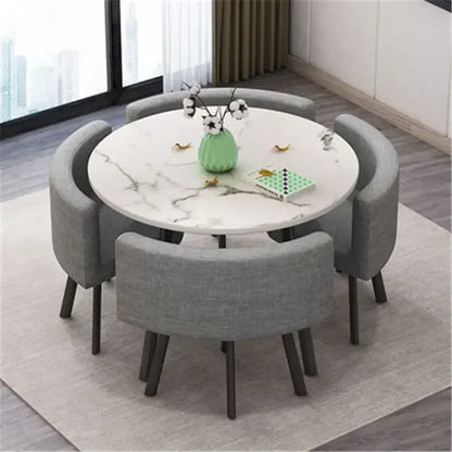 Dining Table Set Simple Casual Reception Office Round Table Living Room Set Luxury 4 Chairs Dining Mesas Furniture