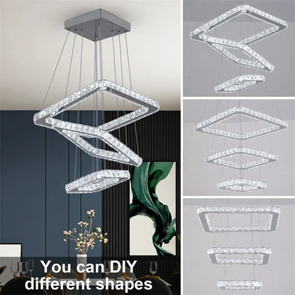 Modern Crystal Chandeliers Ring-Shaped Pendant Lights Living Room And Kitchen Decoration Led Ceiling Lamps Hanging Luminaire