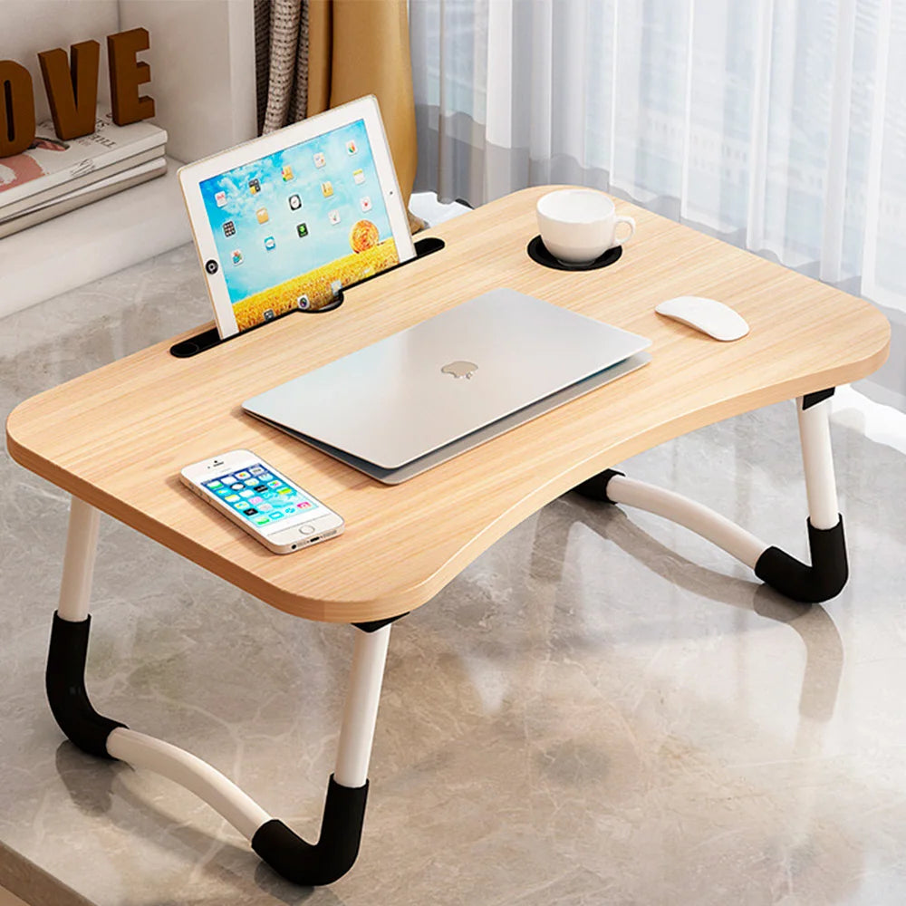 Folding Laptop Desk for Bed Sofa Laptop Bed Tray Table Desk Portable Lap Desk With tablet slot and cup holder Table support
