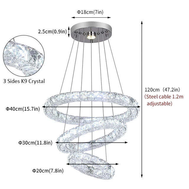 Modern Crystal Chandeliers Ring-Shaped Pendant Lights Living Room And Kitchen Decoration Led Ceiling Lamps Hanging Luminaire
