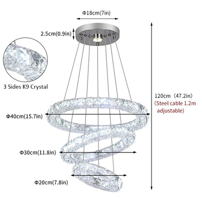Modern Crystal Chandeliers Ring-Shaped Pendant Lights Living Room And Kitchen Decoration Led Ceiling Lamps Hanging Luminaire