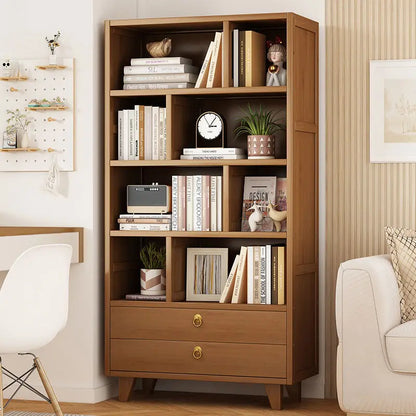 Bookshelf Shelf Floor-to-ceiling living room locker Layered display Storage cabinet Against the wall with pumping bookcase
