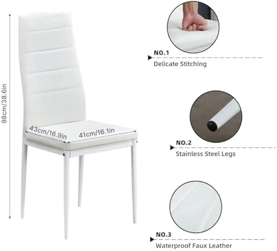 Dining Table and Chairs Set 6, 7 Pieces Kitchen Table Set with High Back Faux Leather Chair for Dining Room Kitchen Rectangular