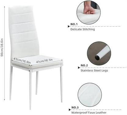 Dining Table and Chairs Set 6, 7 Pieces Kitchen Table Set with High Back Faux Leather Chair for Dining Room Kitchen Rectangular