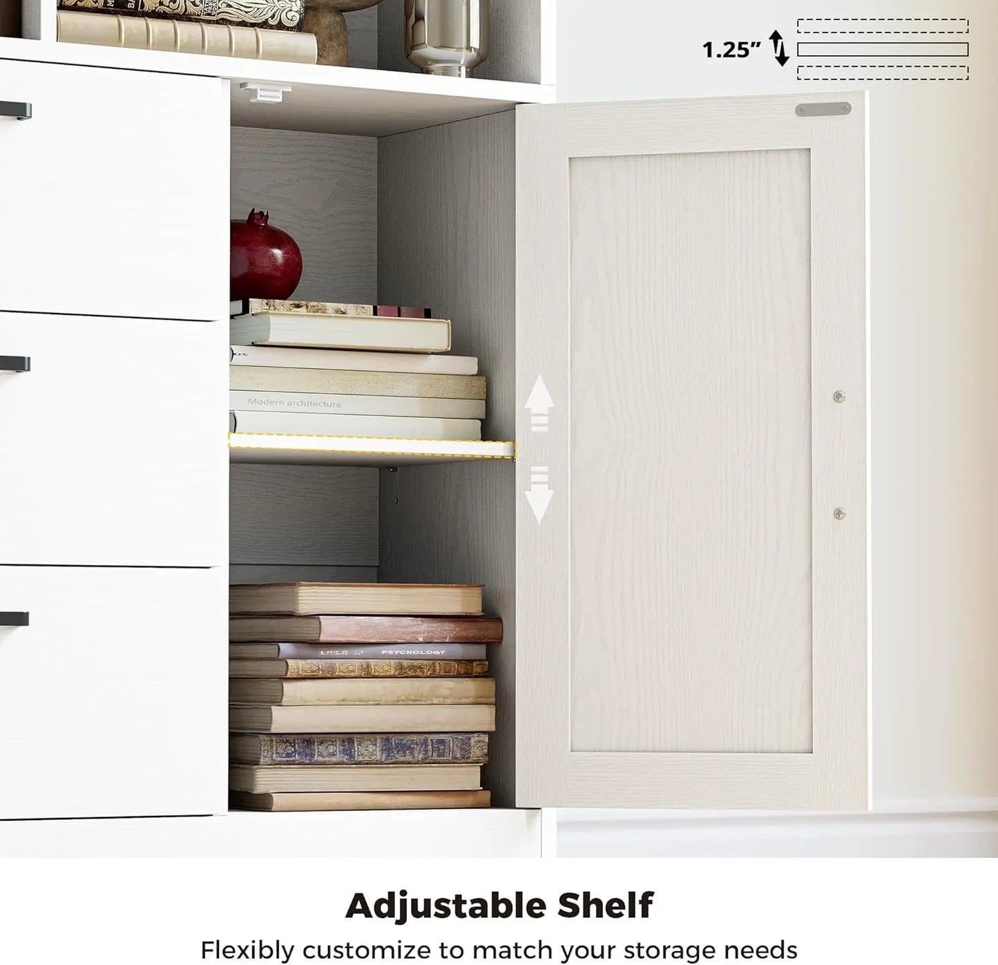 IRONCK Bookshelf with Drawers, 70.9 inch Tall Bookcase with Doors,Bookshelf with 6 Open Cubes for Home Office, Living Room