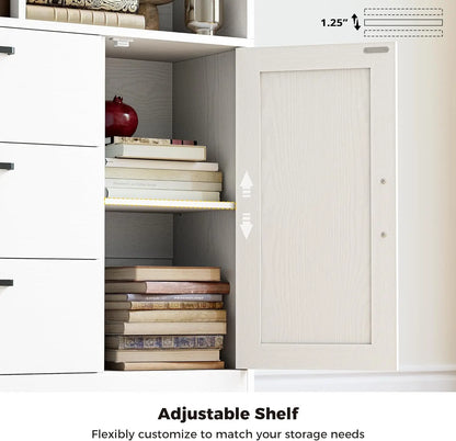 IRONCK Bookshelf with Drawers, 70.9 inch Tall Bookcase with Doors,Bookshelf with 6 Open Cubes for Home Office, Living Room