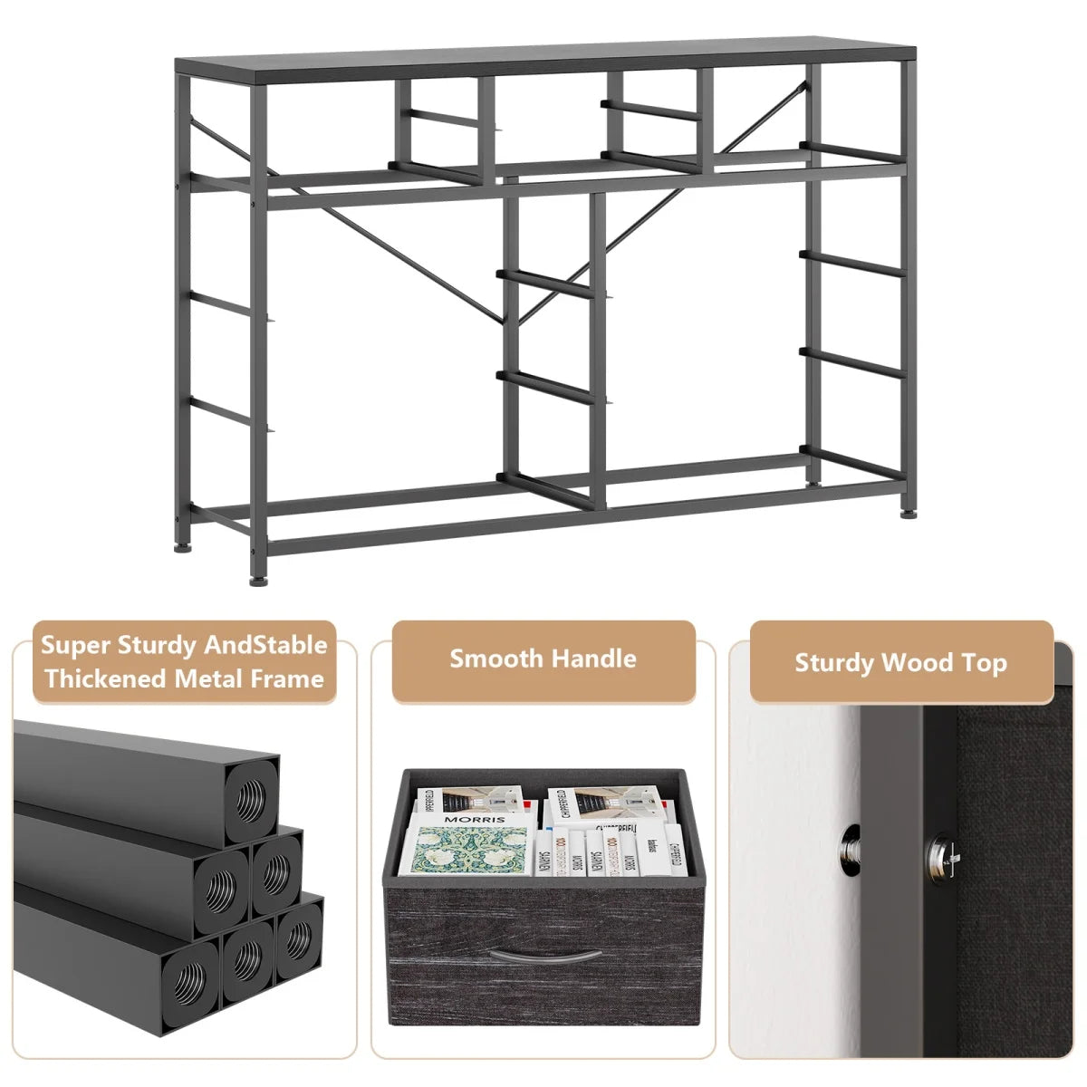 Dresser with 10 Drawers TV Stand Entertainment Center for Bedroom Entryway,Metal Frame