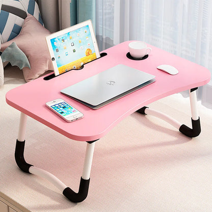 Folding Laptop Desk for Bed Sofa Laptop Bed Tray Table Desk Portable Lap Desk With tablet slot and cup holder Table support