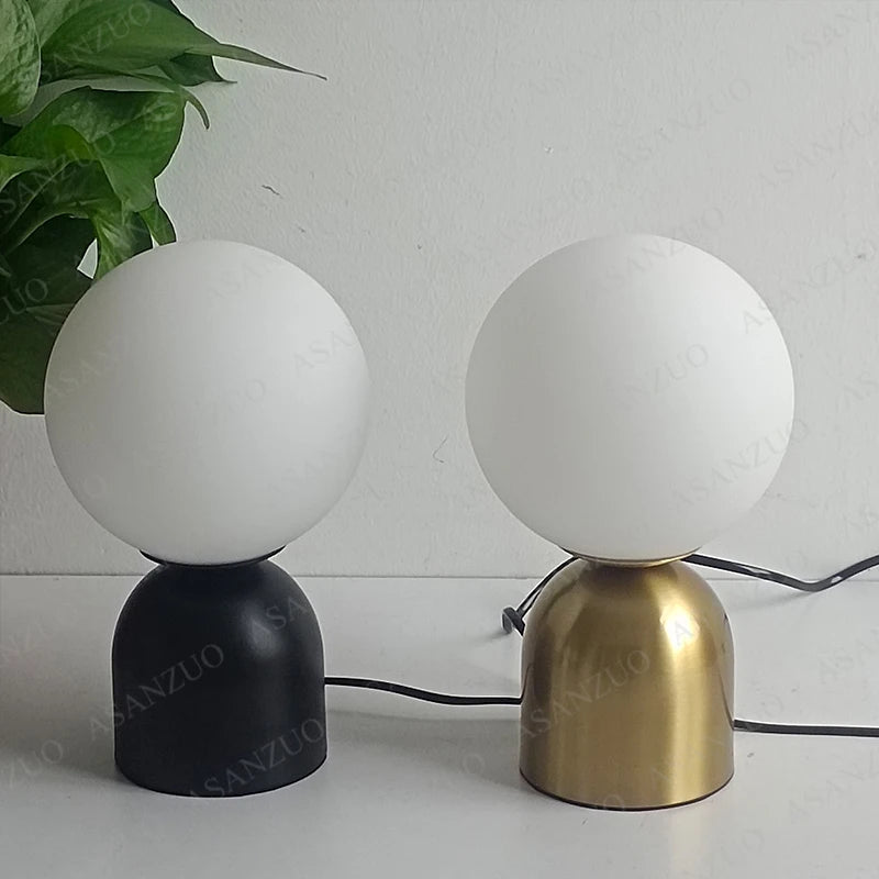 ASANZUO Home Decor Glass Ball Brass Table Lamps Living Room Bedroom Study Bedside Led Eye Protection Table Lamp Lighting fixture