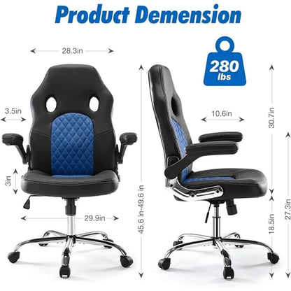 Gaming Chair - Ergonomic office chair table chair with flip-up armrests and lumbar support PU leather executive Office Chairs