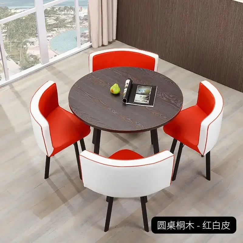 Dining Table Set Simple Casual Reception Office Round Table Living Room Set Luxury 4 Chairs Dining Mesas Furniture