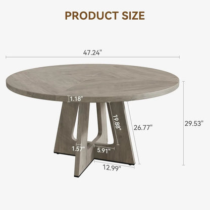 Farmhouse-Style Dining Table Set for 4-6, Wooden Circular Table with Pedestal Base