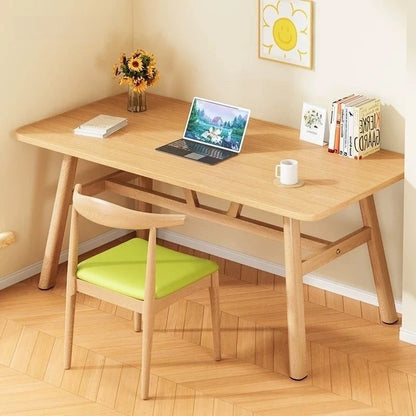 Thick Solid Wood Rectangular Dining Table Set 4 Chairs Restaurant Home Commercial Minimalist Natural Wood Finish Furniture