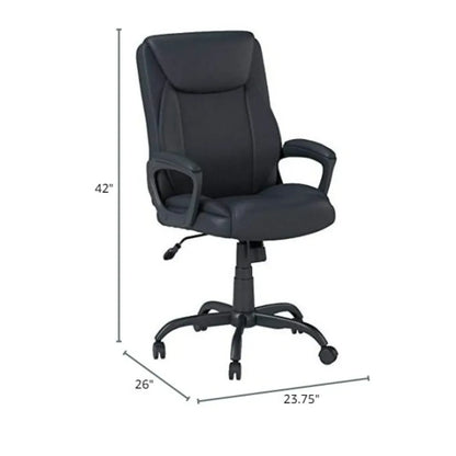 Classic Puresoft PU Padded Mid-Back Office Computer Desk Chair with Armrest, 26"D X 23.75"W X 42"H, Black,Office Chairs