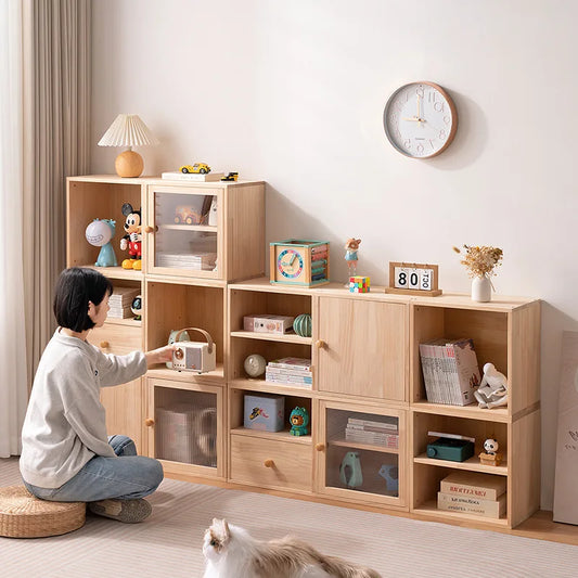 Wall-mounted Storage Bookcases Solid Wood Floor-standing Bookcases Boy Reading Area Living Room Furniture Rayonnages YSSJ