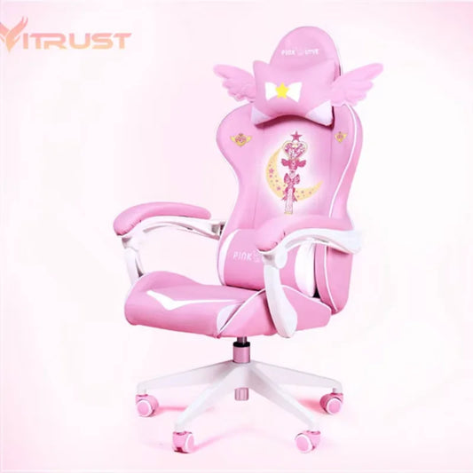 Pink Gaming Chairs for Girl Magic Comfortable Anchor Live Chair Gaming Chair Cute Pink Gaming Chair
