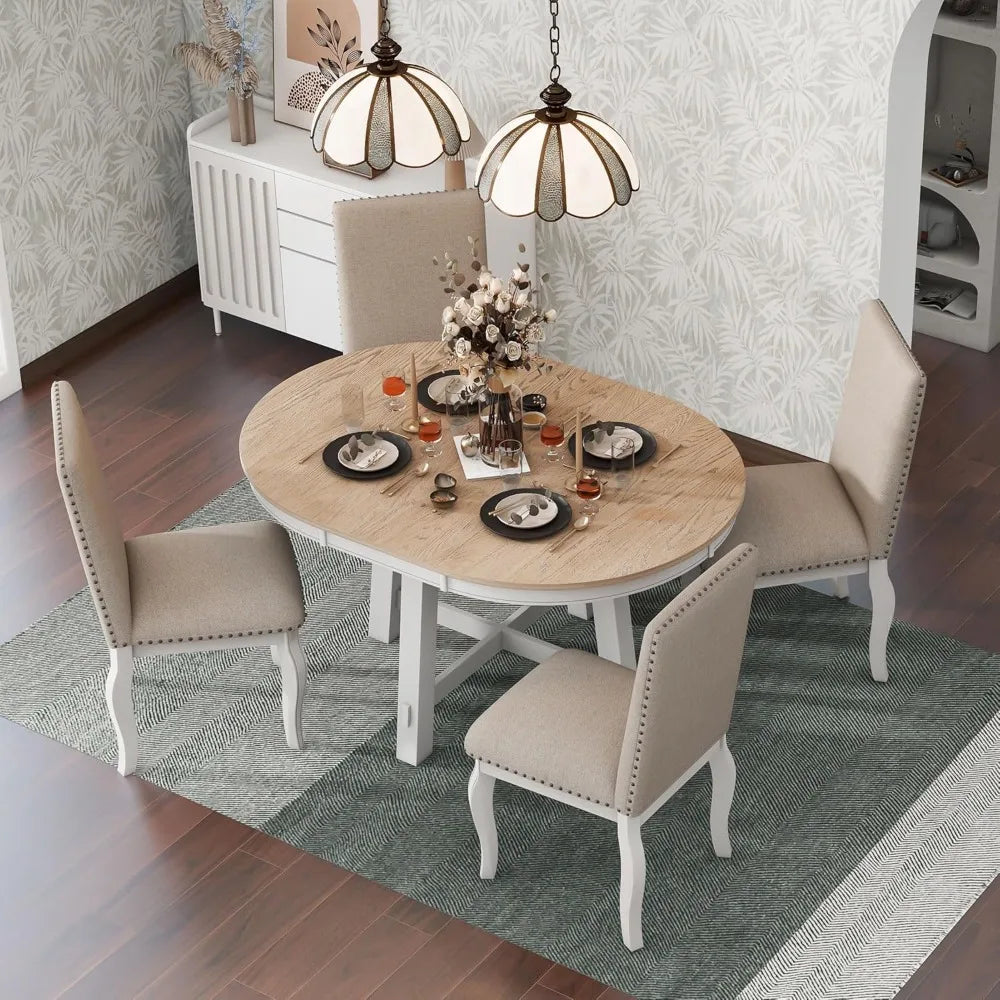 Dining Table Set for 4, Counter Height Dining Table Set, 5 Piece Dining Room Table Set for Kitchen and Living Room Furniture