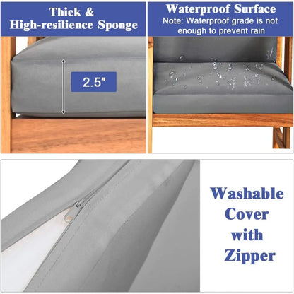 3-piece set of courtyard furniture, including 2 outdoor rosewood cushions, chairs, and a coffee table for the garden and back