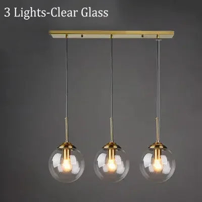 Amber Smoke Gray Clear Glass Pendant Lamp LED E27 Hanging Light for Dining Room Table Kitchen Island Bedroom Bedside Lighting