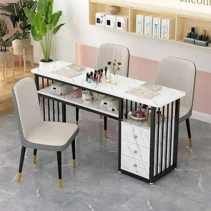 and Chairs Tables Set Modern Iron Nail Creative Home Bedroom Makeup Tables Simple Beauty Salon Professional Nail Manicure Table