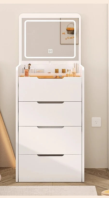 Small flip mini dresser Small apartment folding with lamp and stool integrated dresser