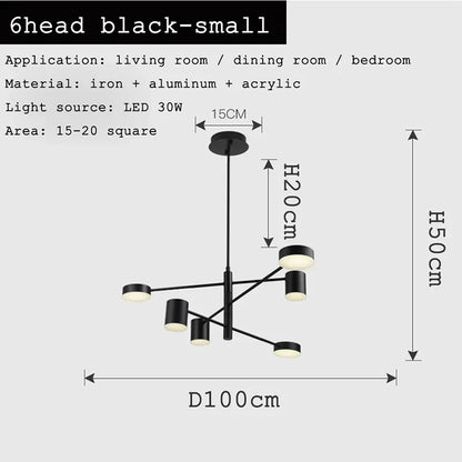 Adjustable Long Pole Pendant Light Modern Living Room LED Ceiling Chandelier Home Decor Bedroom Dining Room Office Hanging Lamp