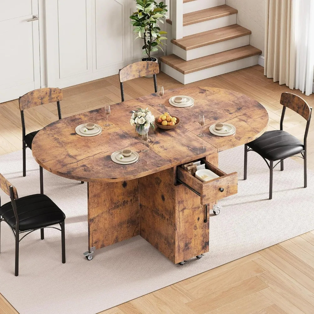 Compact 4-Person Folding Dining Set: Space-Saving Kitchen Table and Chairs for Efficient Dining