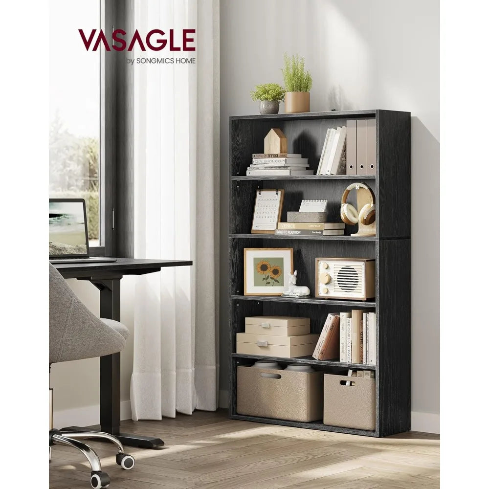 Bookshelf, 31.5 Inches Wide, 5-Tier Open Bookcase with Adjustable Storage Shelves, Floor Standing Unit