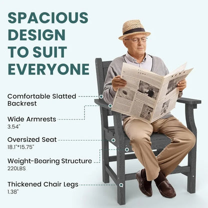 7-Piece HDPE Outdoor Dining Set, Wood Grain Table & Chairs (Gray)