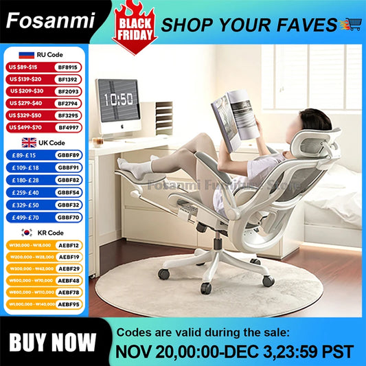 Home Office Adjustable Reclining Ergonomic Chair with Footrest Breathable Mesh Computer Gaming Swivel Chairs with Lumbar Support