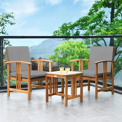 3-piece set of courtyard furniture, including 2 outdoor rosewood cushions, chairs, and a coffee table for the garden and back