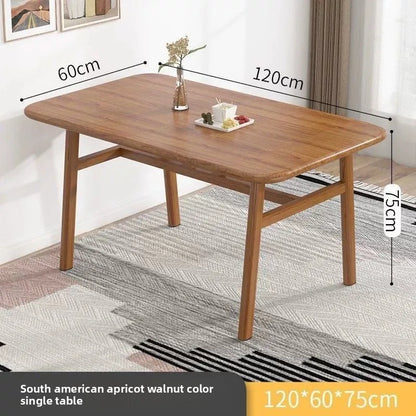 Thick Solid Wood Rectangular Dining Table Set 4 Chairs Restaurant Home Commercial Minimalist Natural Wood Finish Furniture