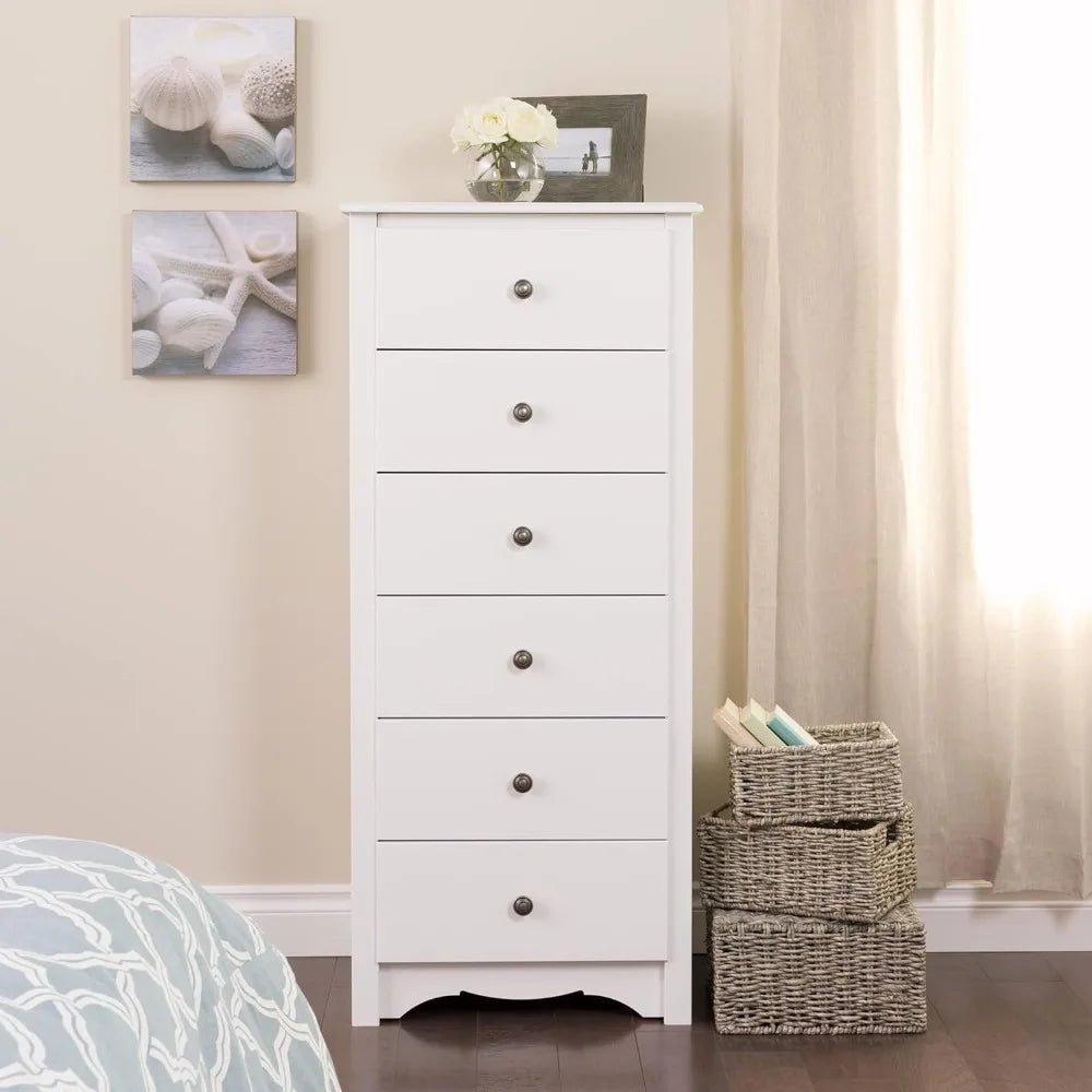 6 Drawer Tall Chest for Bedroom, Dresser,  Storage Cabinet