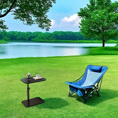 Adjustable height table - with wooden tabletop, portable sofa side table, suitable for coffee, office, and indoor/outdoor use