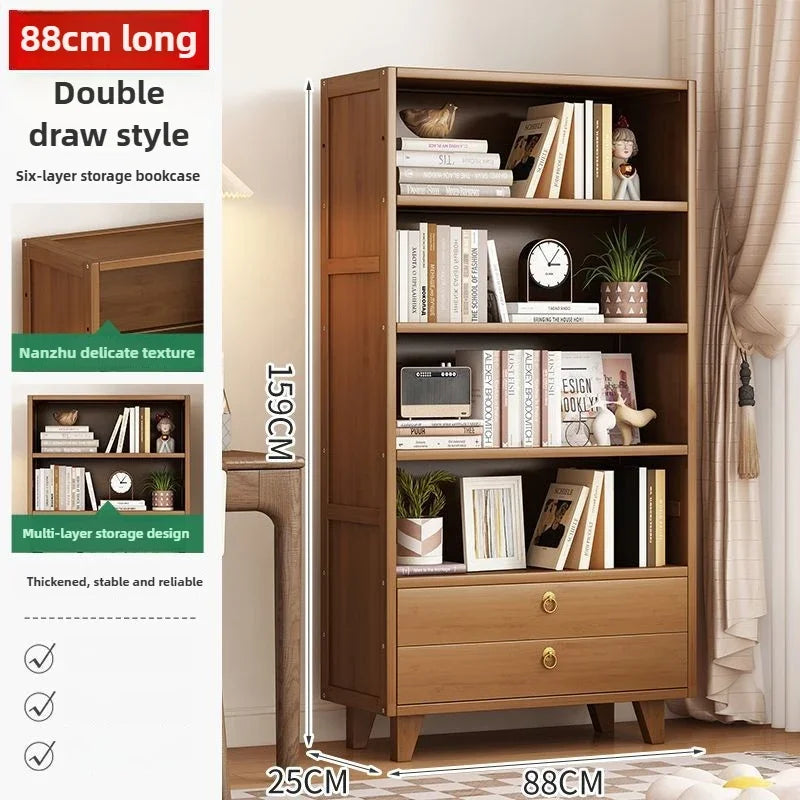 Bookshelf Shelf Floor-to-ceiling living room locker Layered display Storage cabinet Against the wall with pumping bookcase