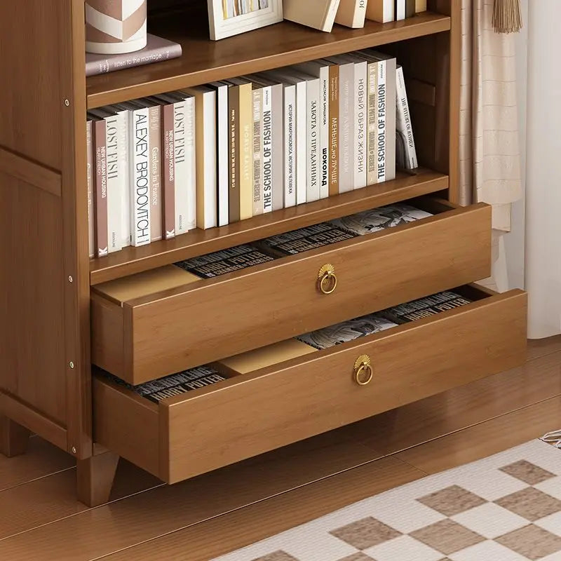 Bookshelf Shelf Floor-to-ceiling living room locker Layered display Storage cabinet Against the wall with pumping bookcase