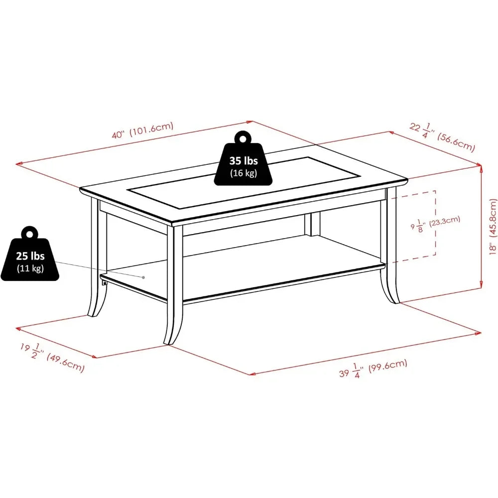 Tea and Coffee Tables for Living Room Chairs Espresso Center Table Salon Genoa Rectangular Coffee Table With Glass Top And Shelf